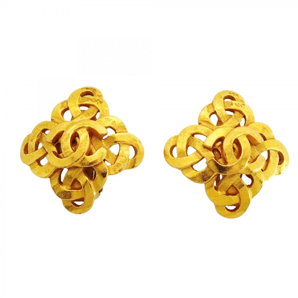 Chanel Earrings Vintage CC Logo Gold Plated