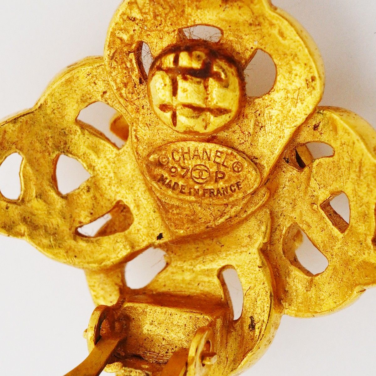 Chanel Earrings Vintage CC Logo Gold Plated — view 4