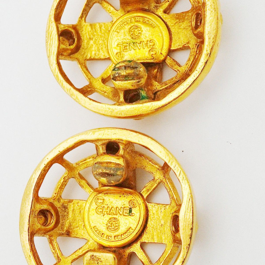 Chanel Earrings Vintage Logo Gold Plated — view 4