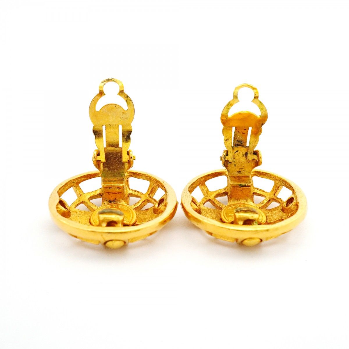 Chanel Earrings Vintage Logo Gold Plated — view 6