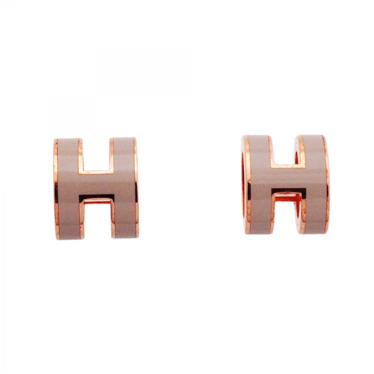 Hermes Earrings Mini Pop Gold Plated Gray Pink
