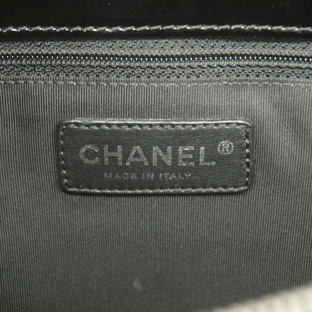Chanel Chain Tote Quilted Patent Leather Black Silver — view 5