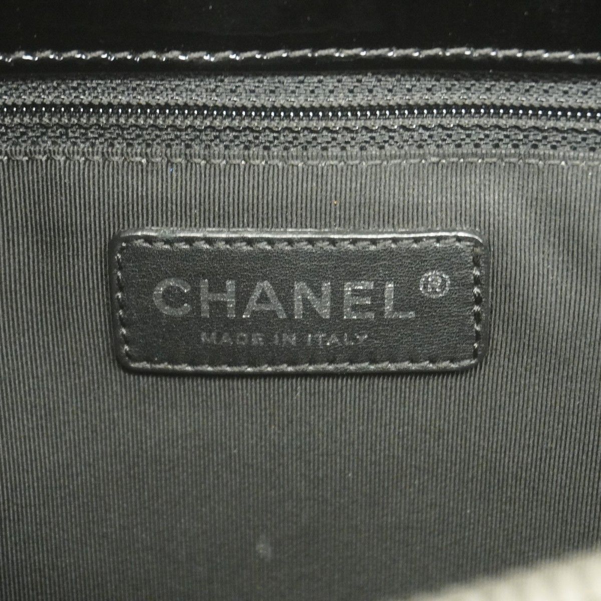 Chanel Chain Tote Quilted Patent Leather Black Silver — view 5