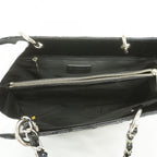 Chanel Chain Tote Quilted Patent Leather Black Silver — view 4
