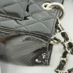 Chanel Chain Tote Quilted Patent Leather Black Silver — view 9