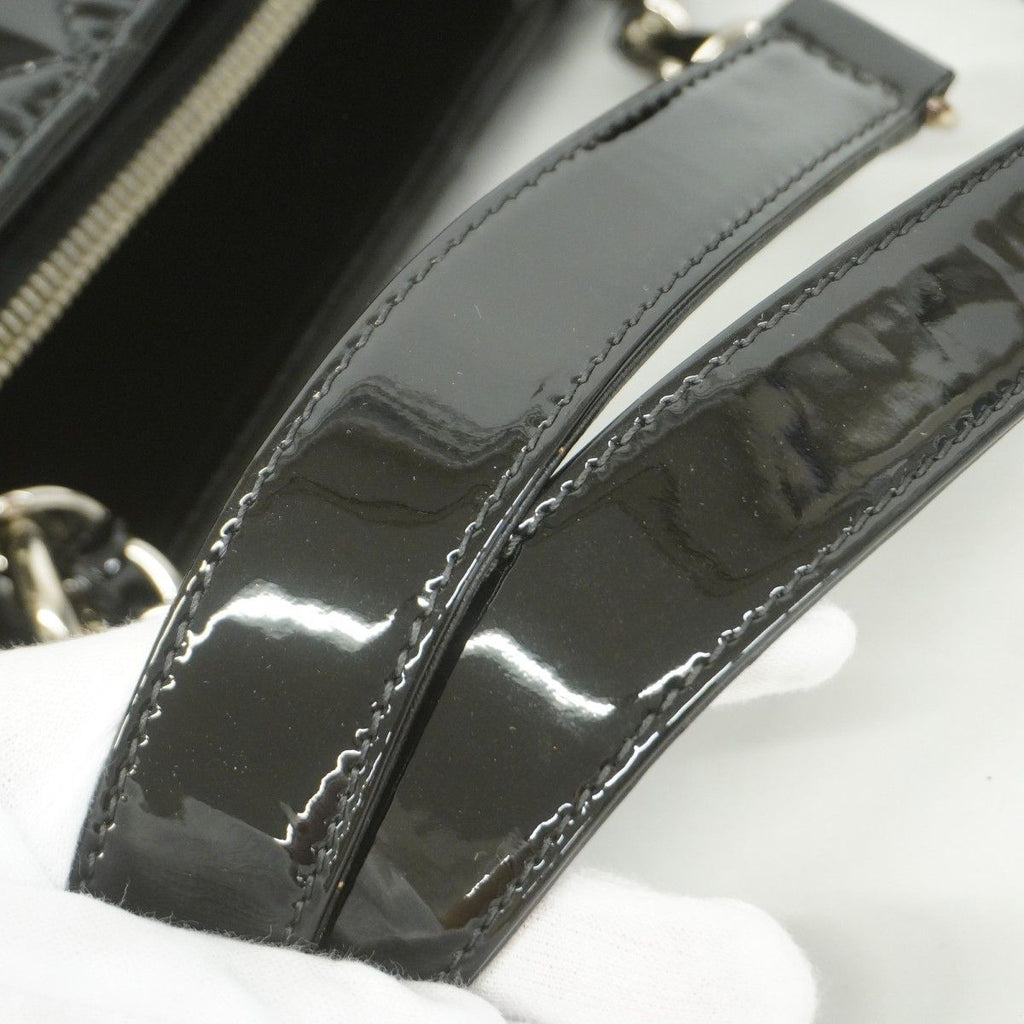 Chanel Chain Tote Quilted Patent Leather Black Silver — view 8