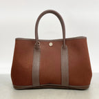 Hermes Tote Garden Party TPM Toile Officier Brown Silver — view 9