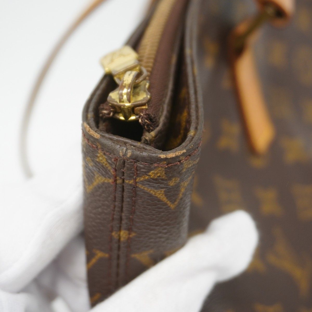 Louis Vuitton Shoulder Bag Monogram Cabas Mezzo Brown — view 7