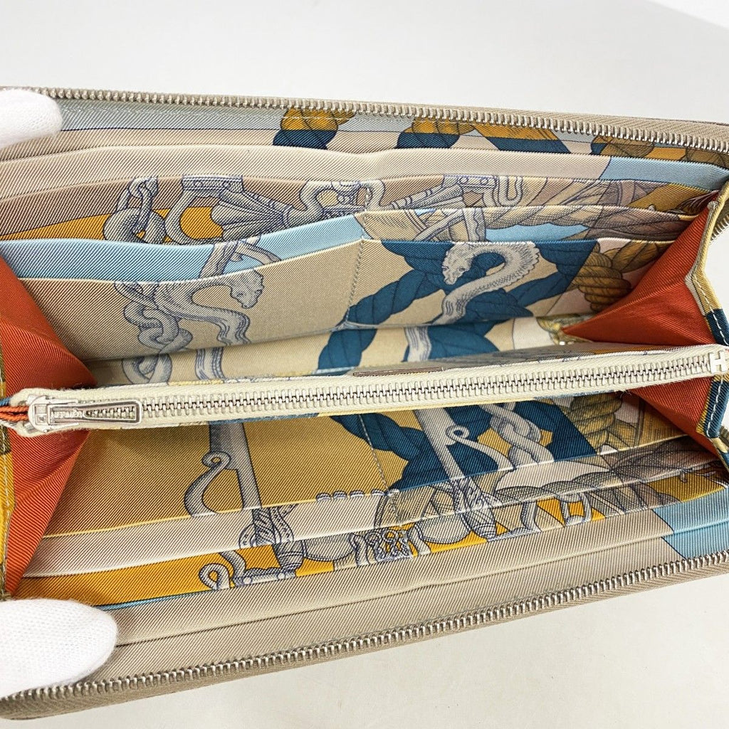 Hermes Wallet Azap Long Silk in Veau Etoupe Silver — view 3