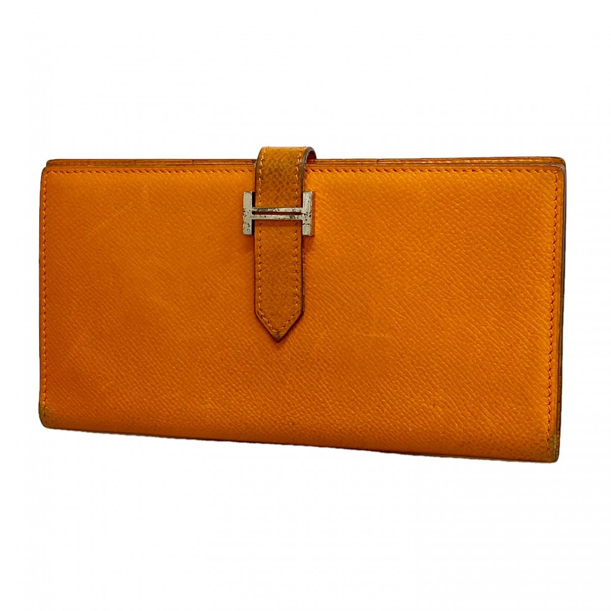Hermes Wallet Bearn Veau Epsom Orange Silver