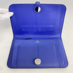 Hermes Wallet Dogon GM Togo Blue Electric Silver — view 4