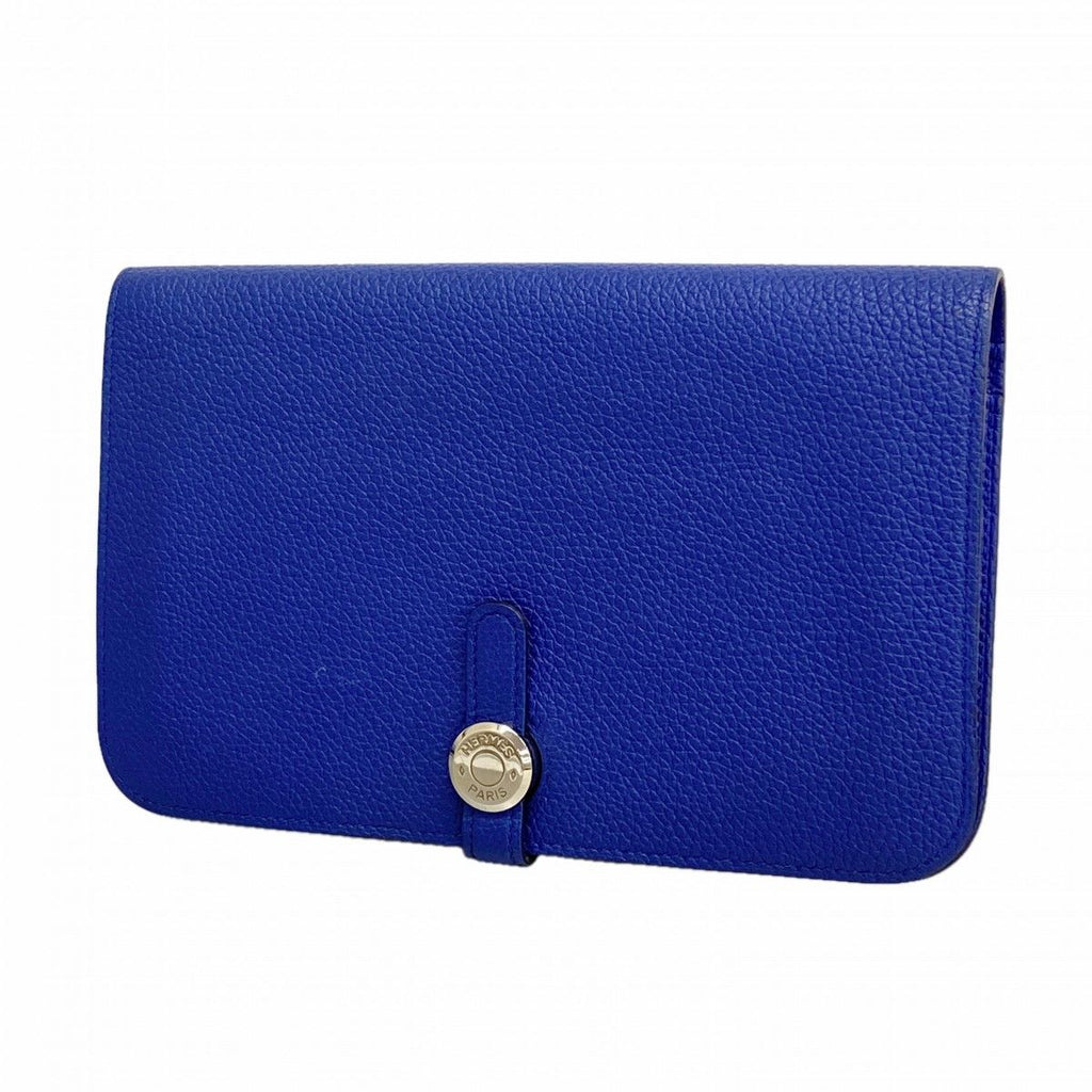Hermes Wallet Dogon GM Togo Blue Electric Silver