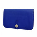 Hermes Wallet Dogon GM Togo Blue Electric Silver
