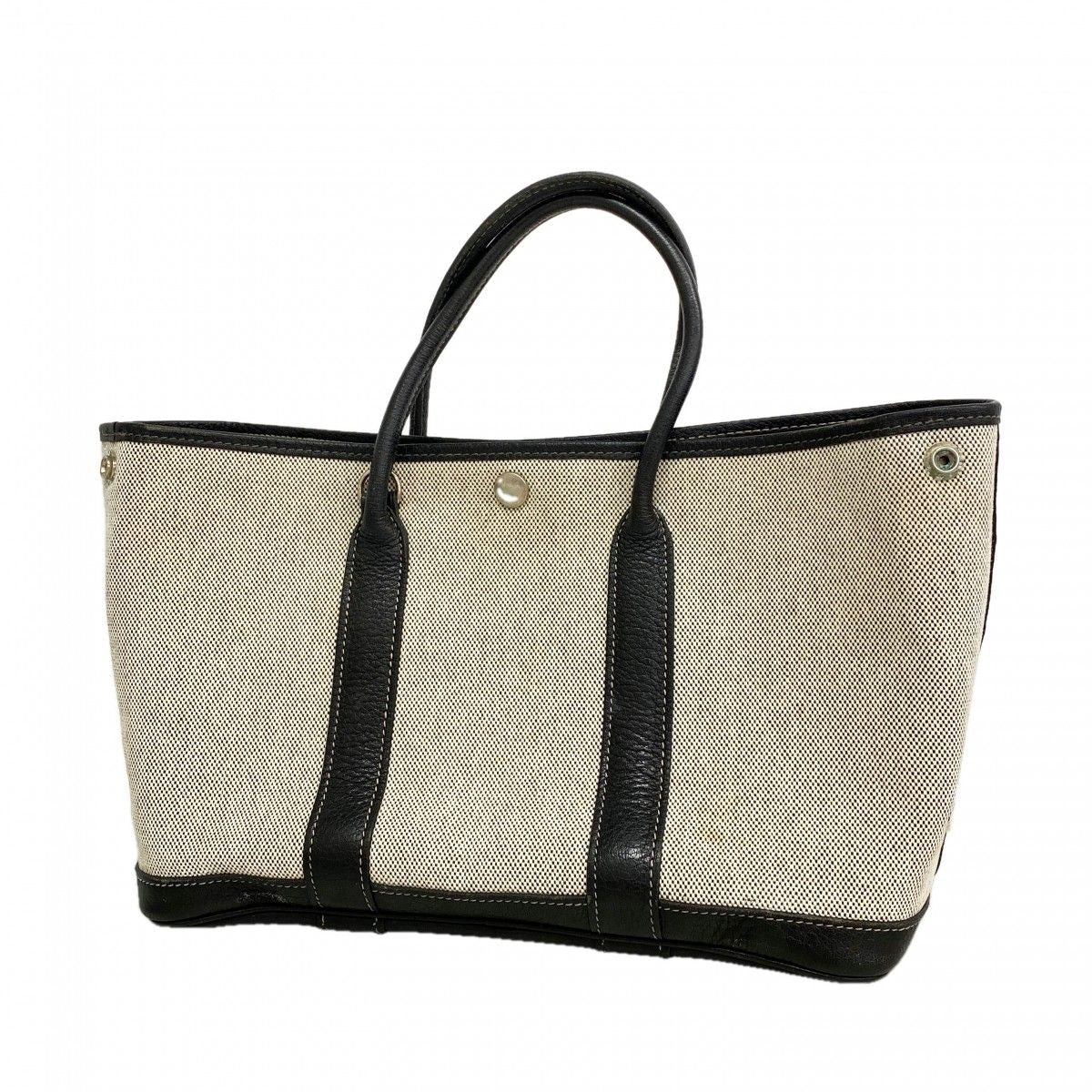 Hermes Tote Garden Party TPM Toile Ash Black Silver