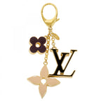 Louis Vuitton Key Holder Charm Fleur de Monogram Gold Black Beige
