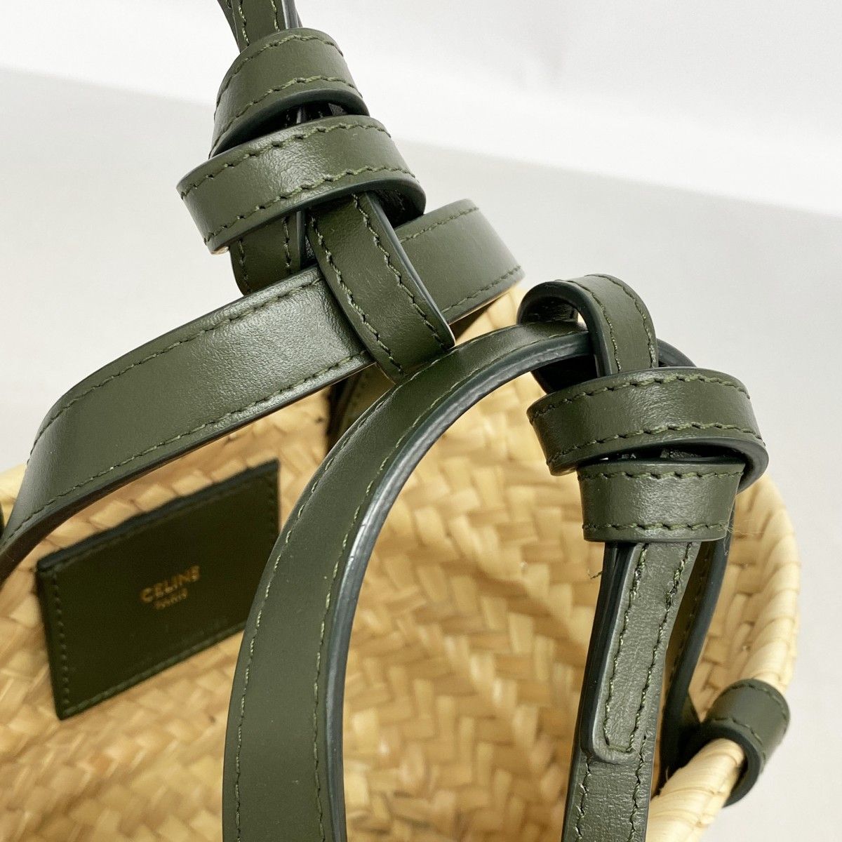 Celine Handbag Triomphe Pannier Raffia Beige 2-Way — view 7
