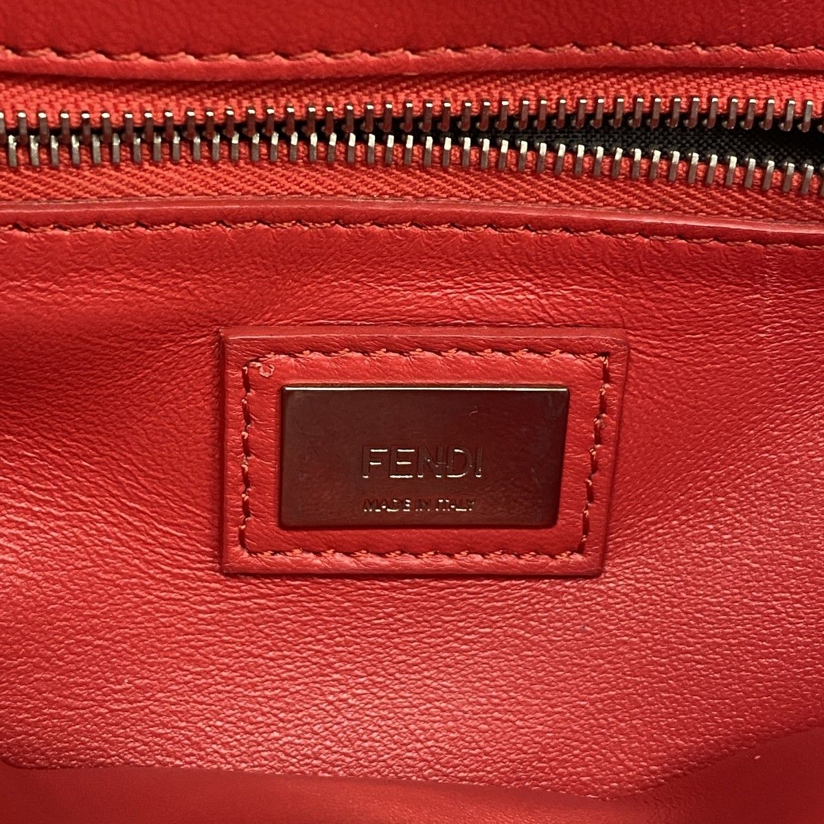 Fendi Handbag Peekaboo Leather Blue Gray Silver — view 4