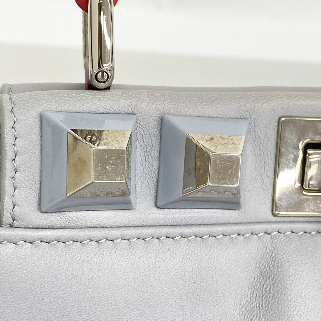 Fendi Handbag Peekaboo Leather Blue Gray Silver — view 8