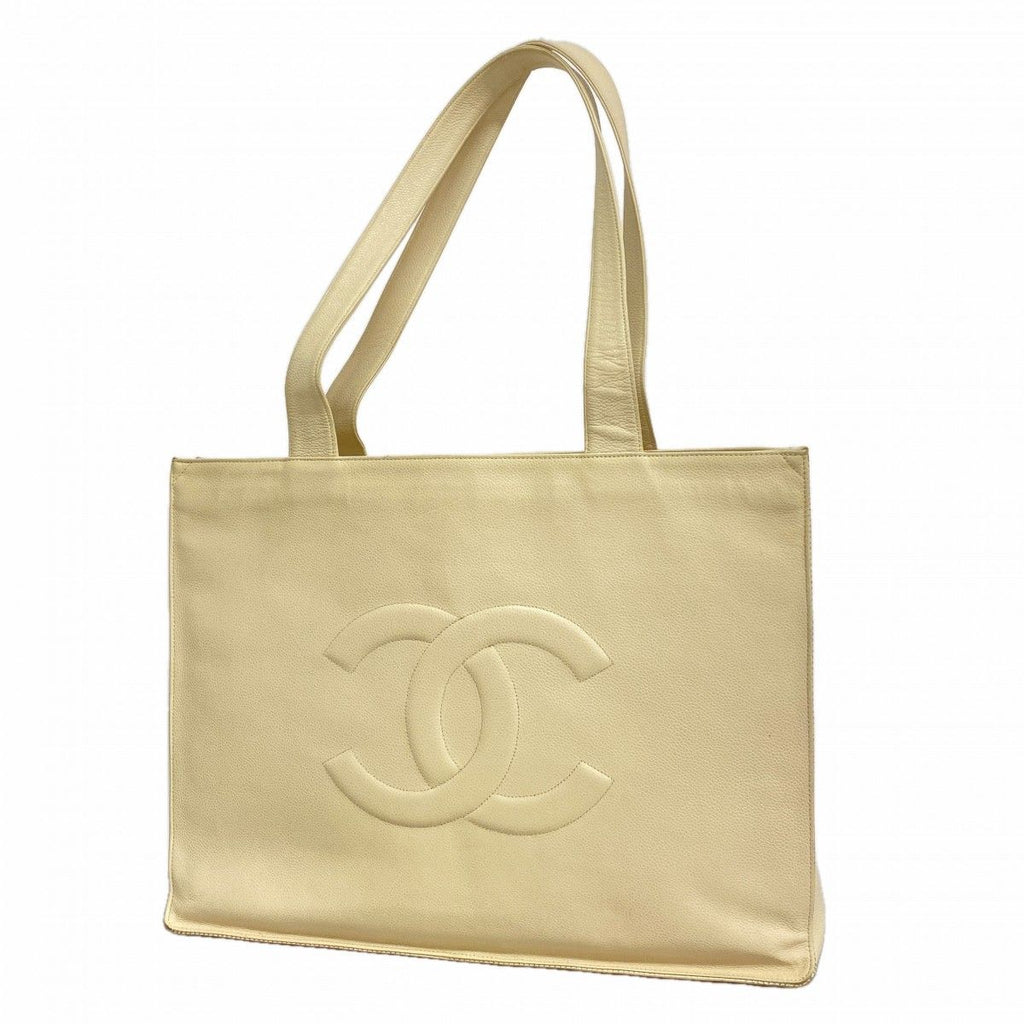 Chanel Tote Caviar Leather White Gold