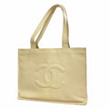 Chanel Tote Caviar Leather White Gold