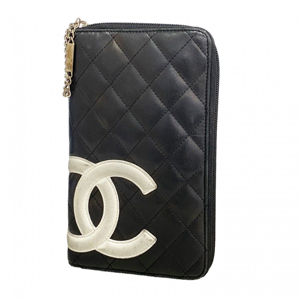 Chanel Wallet Cambon Lambskin Black Silver
