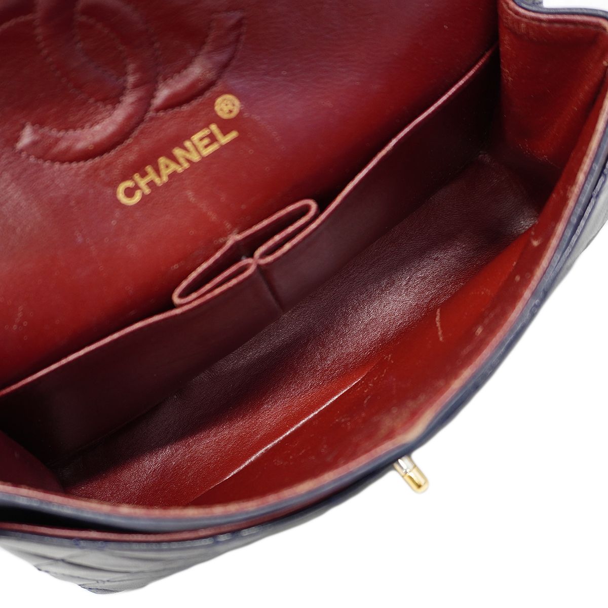 Chanel Shoulder Bag Quilted Lambskin Navy Gold — view 4