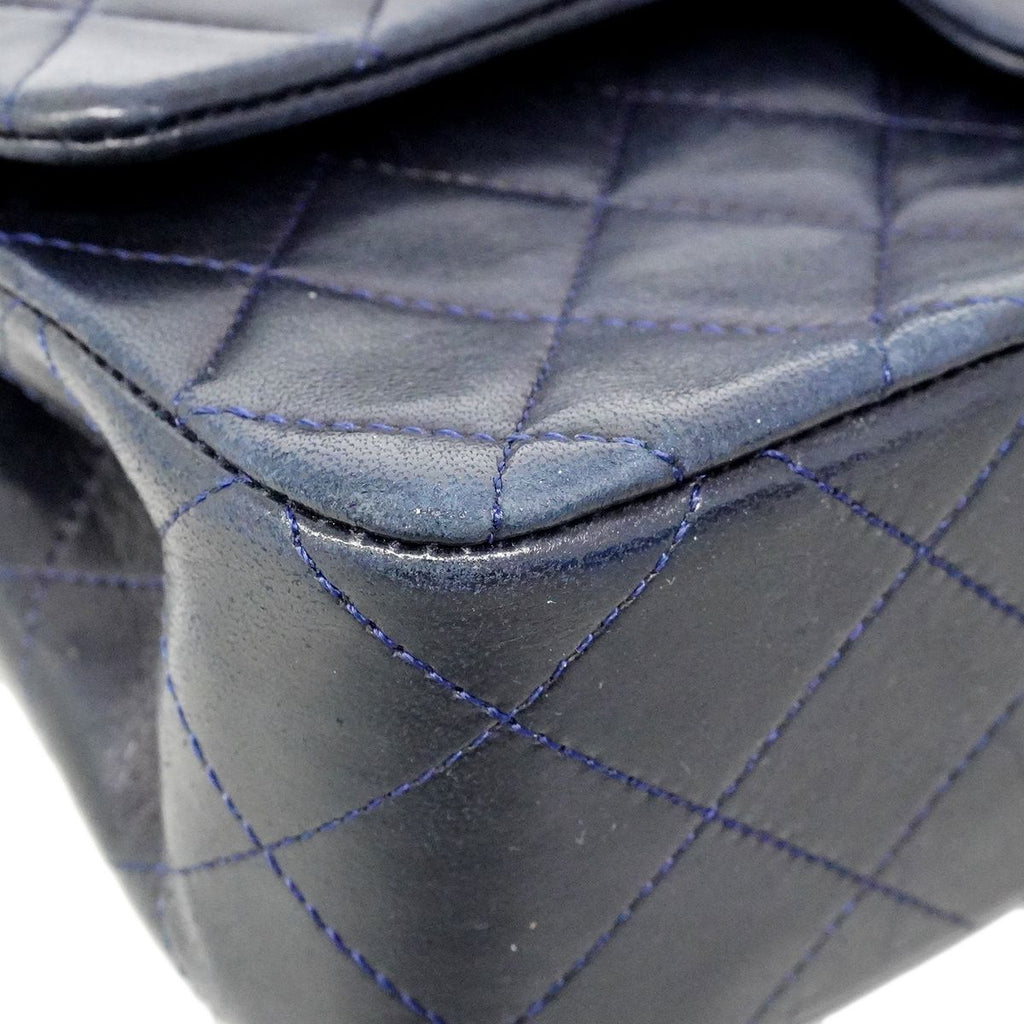 Chanel Shoulder Bag Quilted Lambskin Navy Gold — view 6