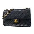 Chanel Shoulder Bag Quilted Lambskin Navy Gold