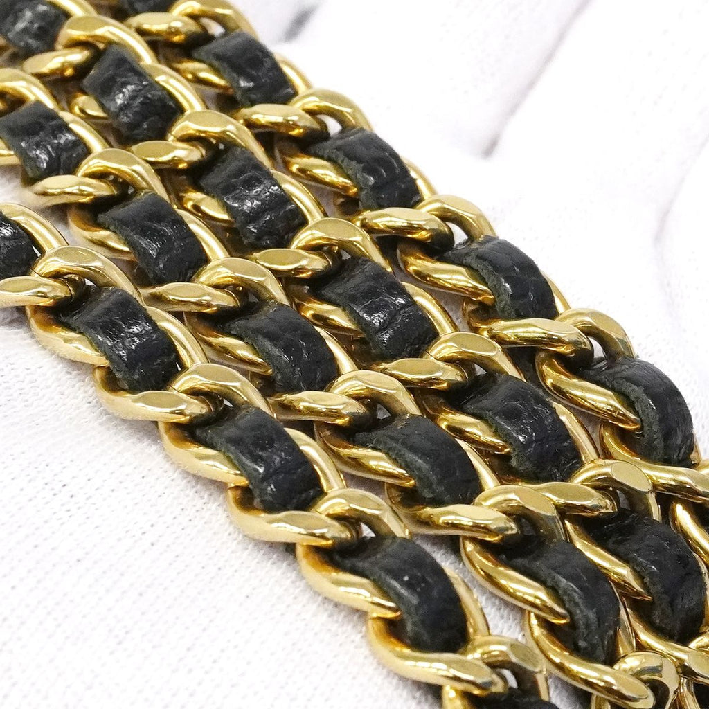 Chanel Shoulder Wallet Quilted Caviar Leather Black Gold — view 7
