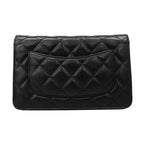 Chanel Shoulder Wallet Quilted Caviar Leather Black Gold — view 9