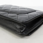 Chanel Shoulder Wallet Quilted Caviar Leather Black Gold — view 6