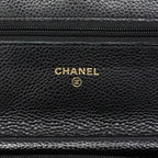Chanel Shoulder Wallet Quilted Caviar Leather Black Gold — view 5