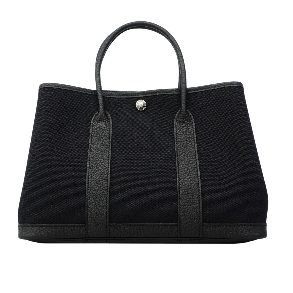 Hermes Tote Garden Party TPM Toile Military Black Silver — view 9