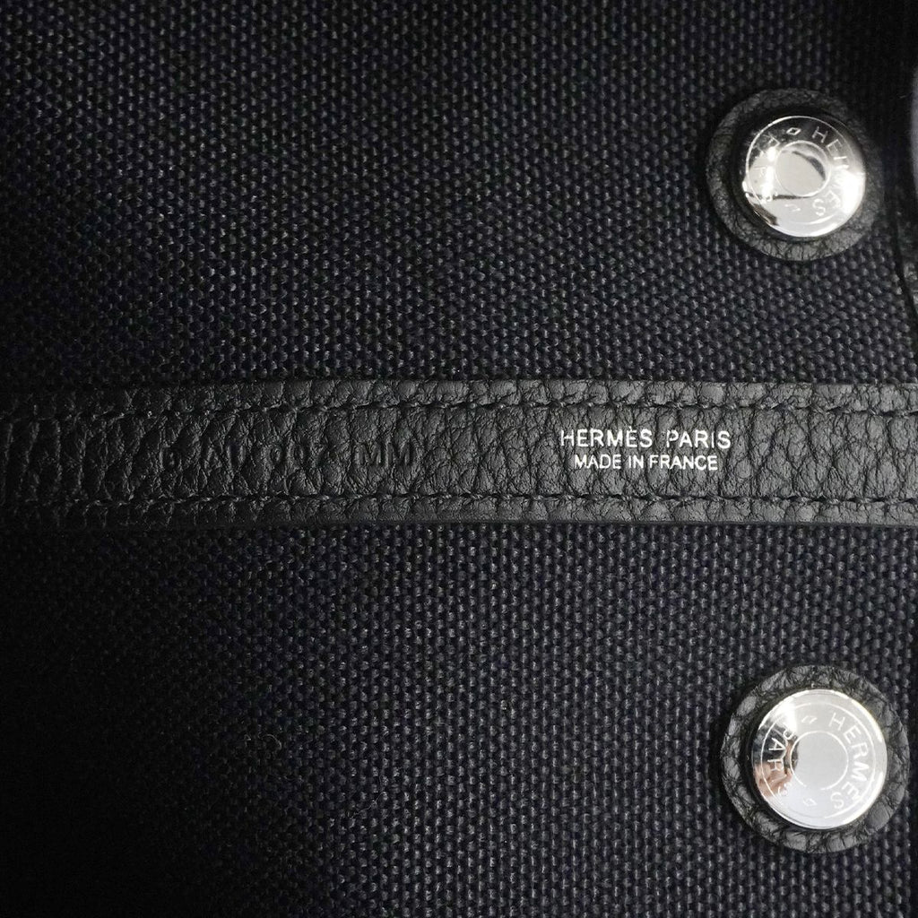 Hermes Tote Garden Party TPM Toile Military Black Silver — view 5