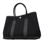 Hermes Tote Garden Party TPM Toile Military Black Silver