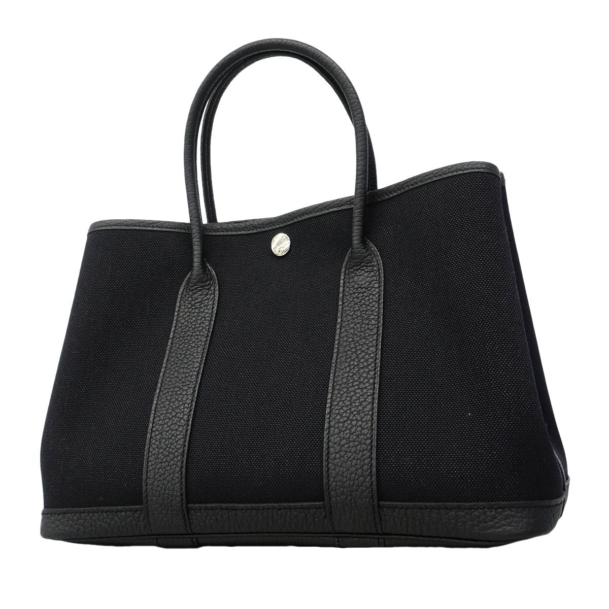 Hermes Tote Garden Party TPM Toile Military Black Silver
