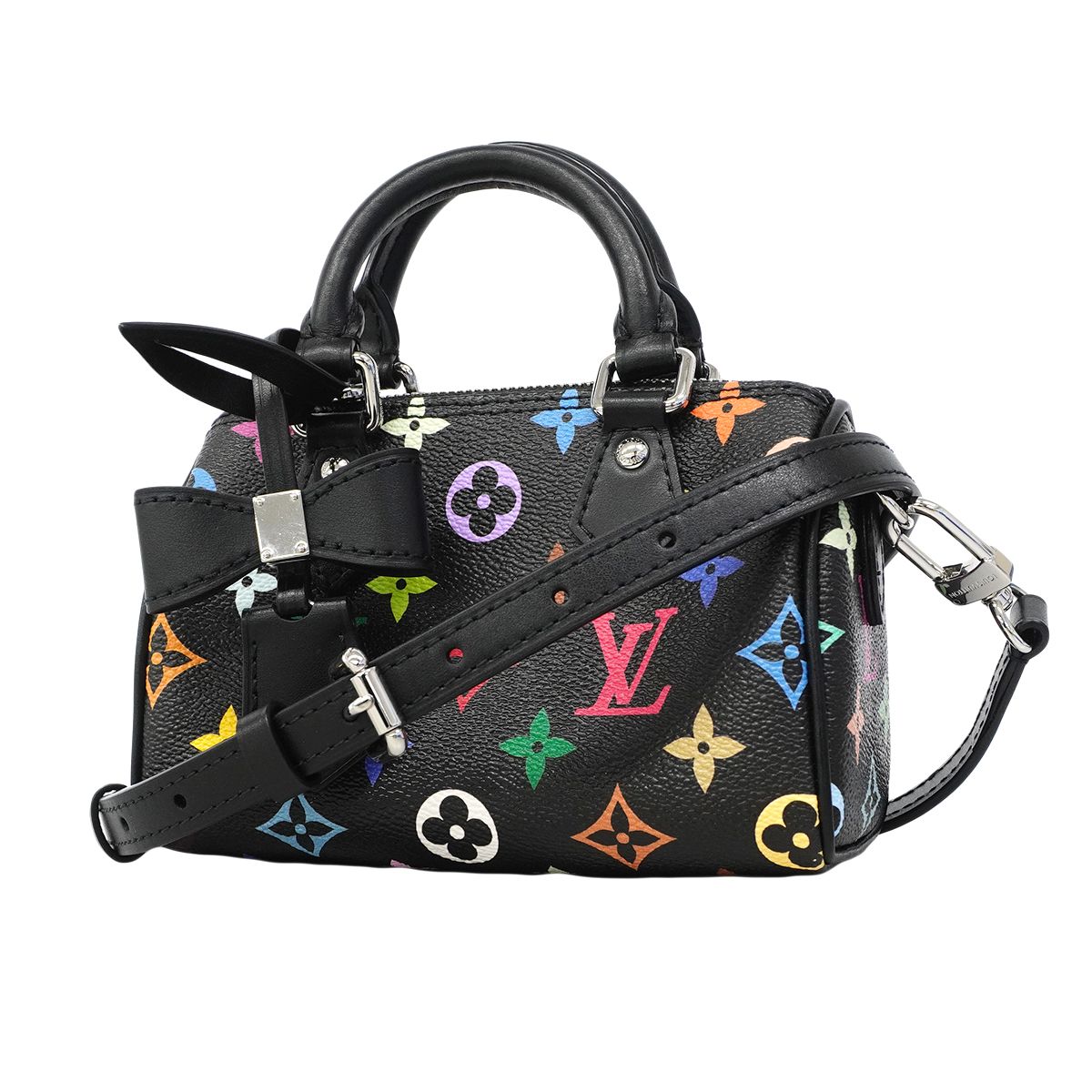 Louis Vuitton Handbag Monogram Multicolor LV Takashi Murakami Nano Speedy Black