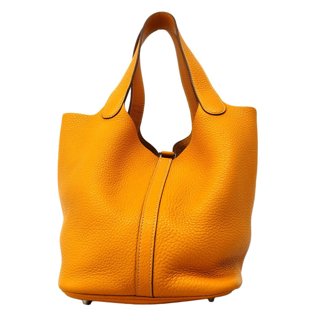Hermes Handbag Picotin Lock MM Taurillon Clemence Jaune d'Or Silver — view 9