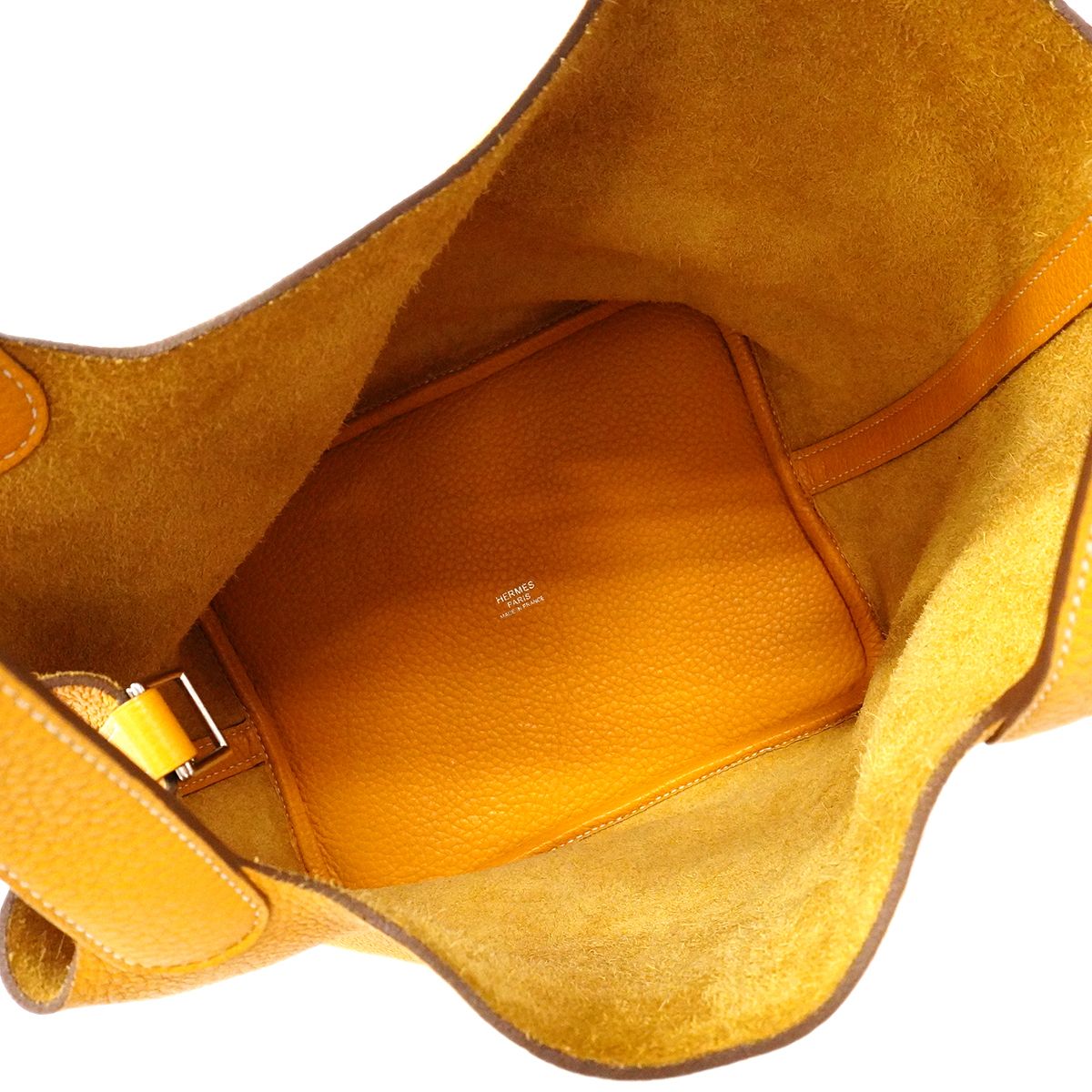Hermes Handbag Picotin Lock MM Taurillon Clemence Jaune d'Or Silver — view 4