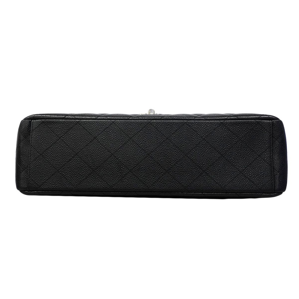Chanel Shoulder Bag Deca Quilted Caviar Leather Black Silver — view 3