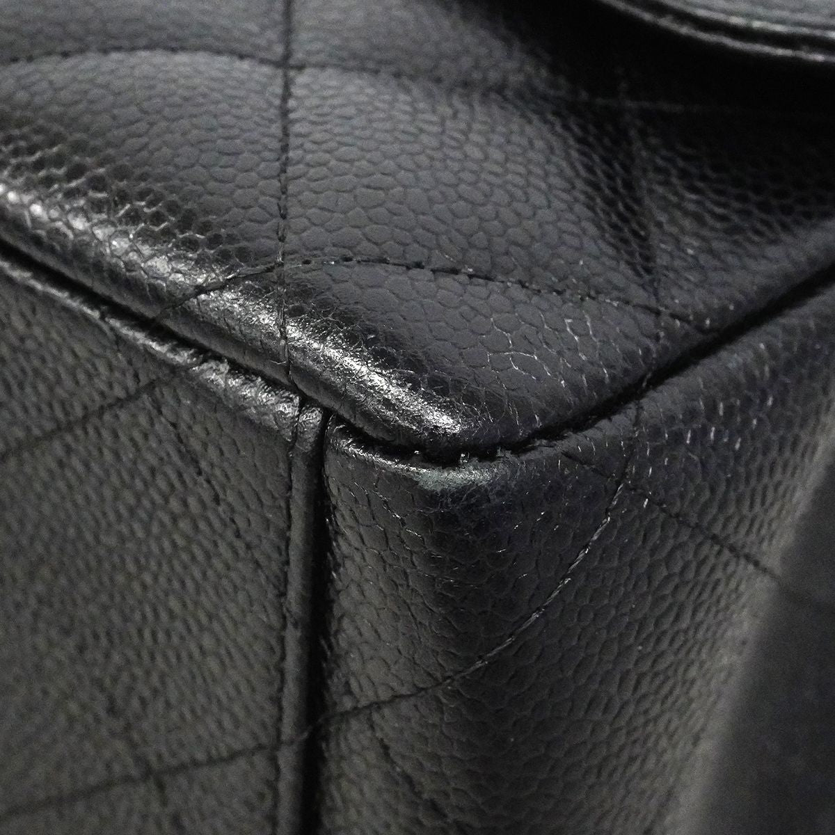 Chanel Shoulder Bag Deca Quilted Caviar Leather Black Silver — view 6