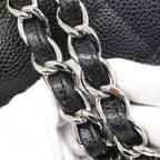 Chanel Shoulder Bag Deca Quilted Caviar Leather Black Silver — view 8