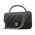 Chanel Phone Case Quilted Lambskin Black Champagne Gold 2-Way