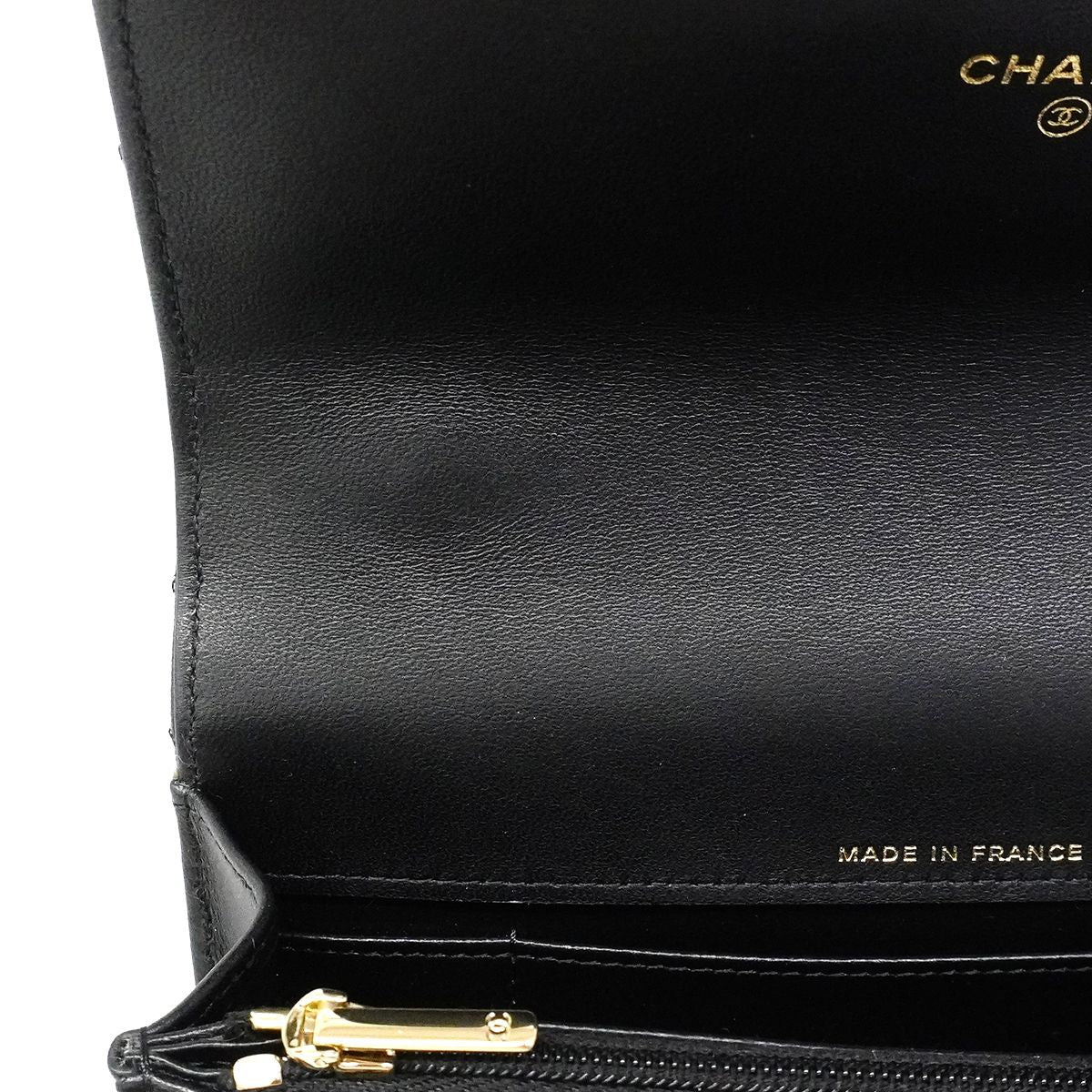 Chanel Phone Case Quilted Lambskin Black Champagne Gold 2-Way — view 9