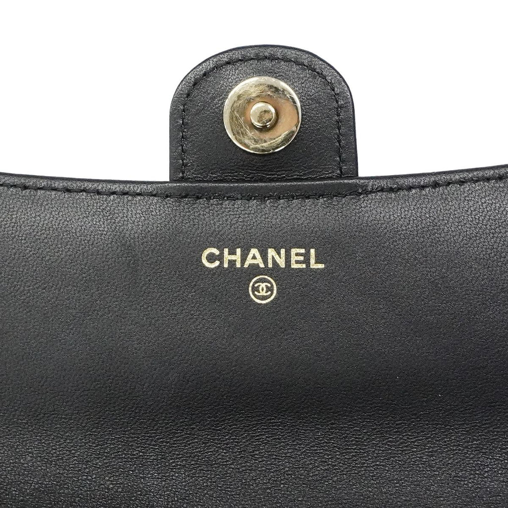 Chanel Phone Case Quilted Lambskin Black Champagne Gold 2-Way — view 5