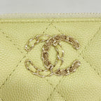 Chanel Coin Case Quilted Caviar Leather Light Green Gold — view 7