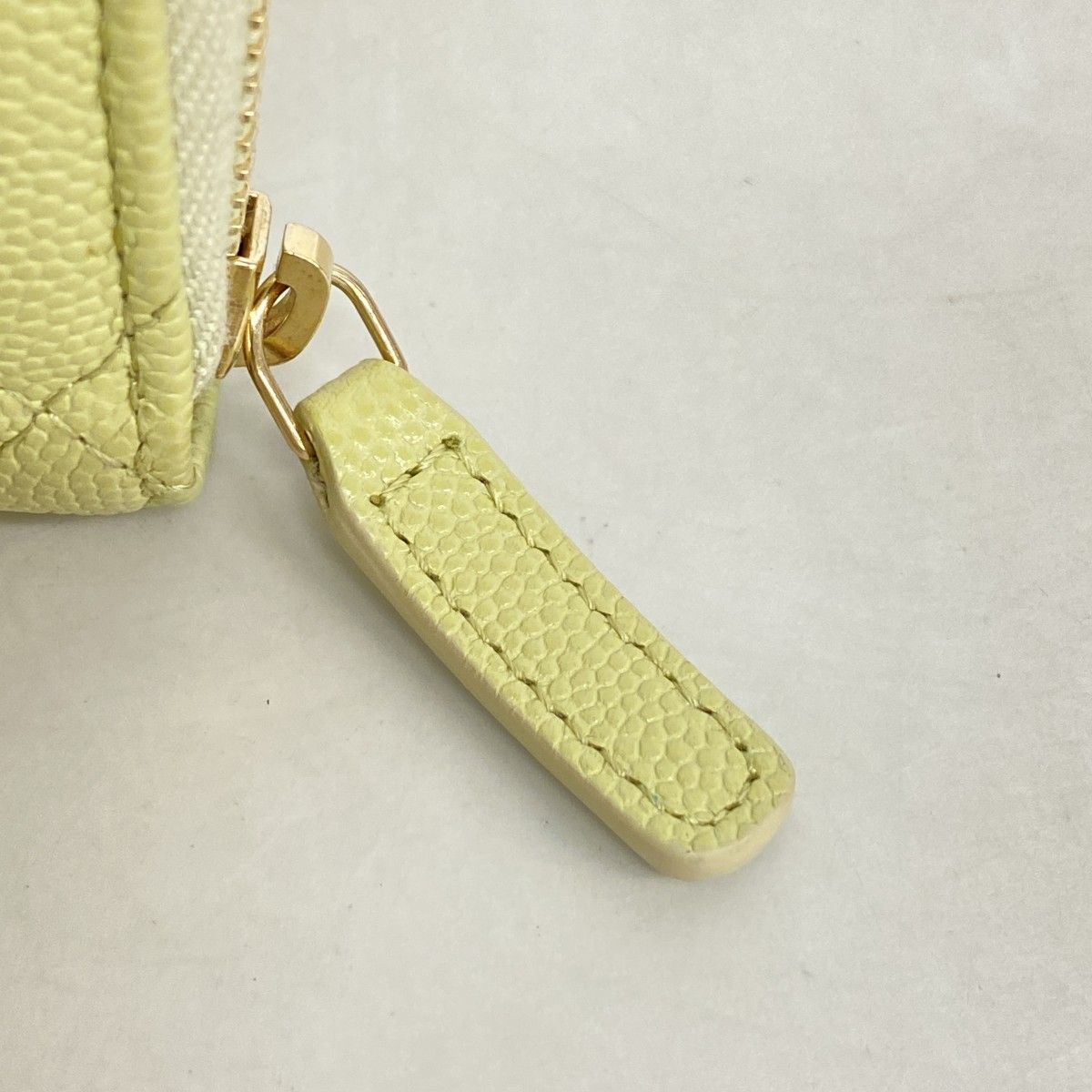 Chanel Coin Case Quilted Caviar Leather Light Green Gold — view 8