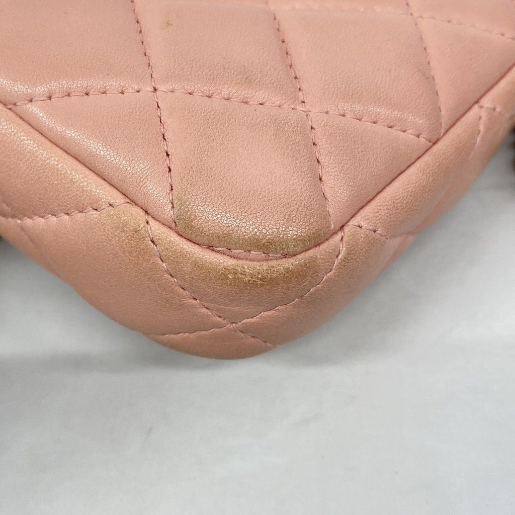 Chanel Shoulder Bag Quilted Lambskin Pink Champagne Gold — view 6