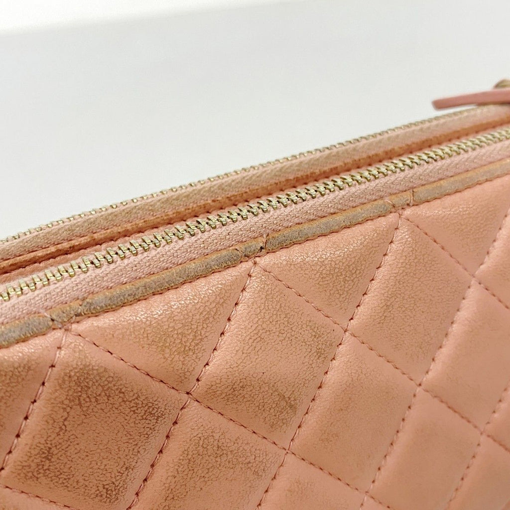 Chanel Shoulder Bag Quilted Lambskin Pink Champagne Gold — view 8