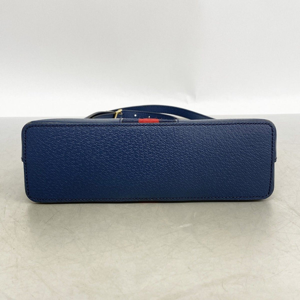 Gucci Shoulder Bag Ophidia Leather Navy Blue Gold — view 3
